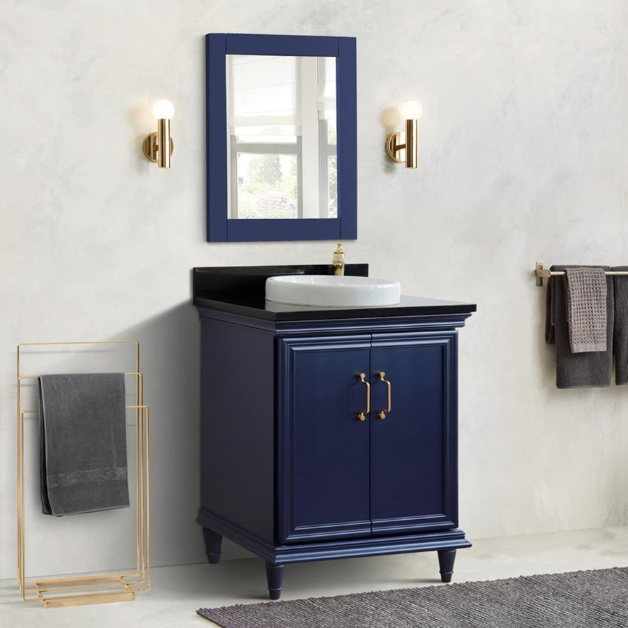 Bellaterra Home Forli 30" Blue Vanity, Round Sink Black Galaxy Granite#top-options_black-galaxy-granite