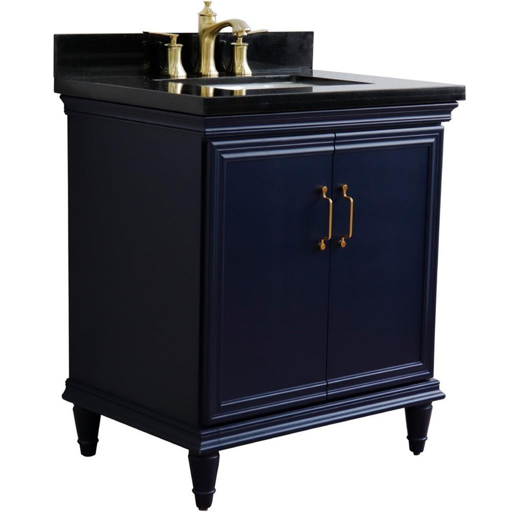 Bellaterra Home Forli 30" Blue Vanity, Rectangle Sink Black Galaxy Granite#top-options_black-galaxy-granite