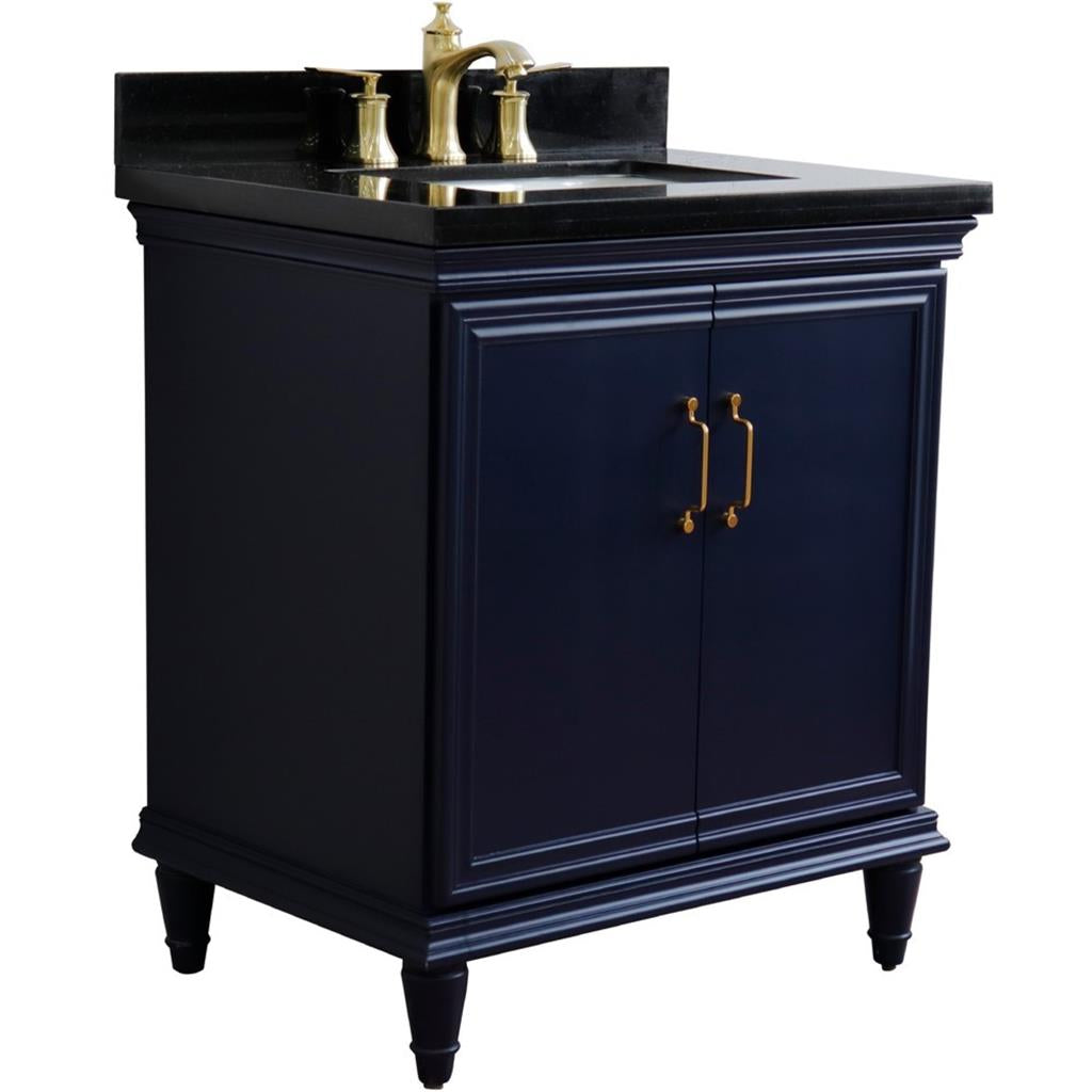 Bellaterra Forli 31" Single Vanity, Blue, Black Galaxy Granite Top/Rectangle Sink