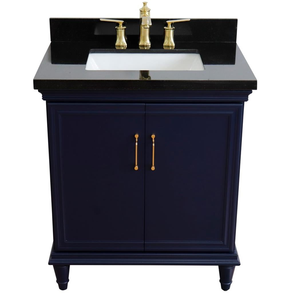 Bellaterra Forli 31" Single Vanity, Blue, Black Galaxy Granite Top/Rectangle Sink