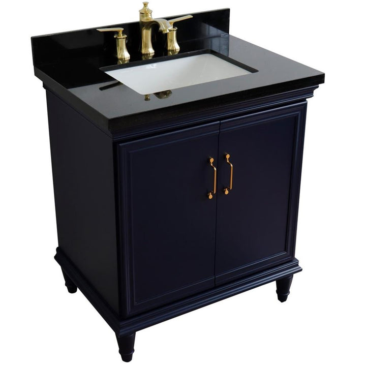 Bellaterra Forli 31" Single Vanity, Blue, Black Galaxy Granite Top/Rectangle Sink