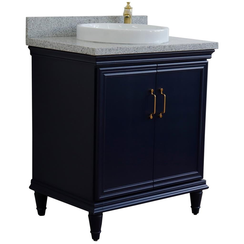 Bellaterra Forli 31" Single Vanity, Blue, Gray Granite Top/Round Sink