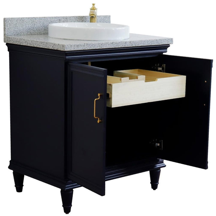 Bellaterra Forli 31" Single Vanity, Blue, Gray Granite Top/Round Sink