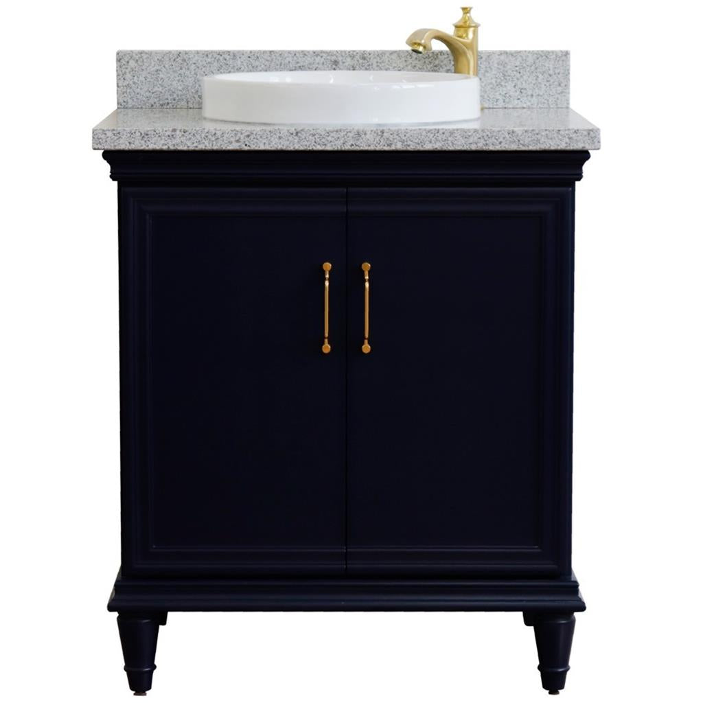 Bellaterra Forli 31" Single Vanity, Blue, Gray Granite Top/Round Sink