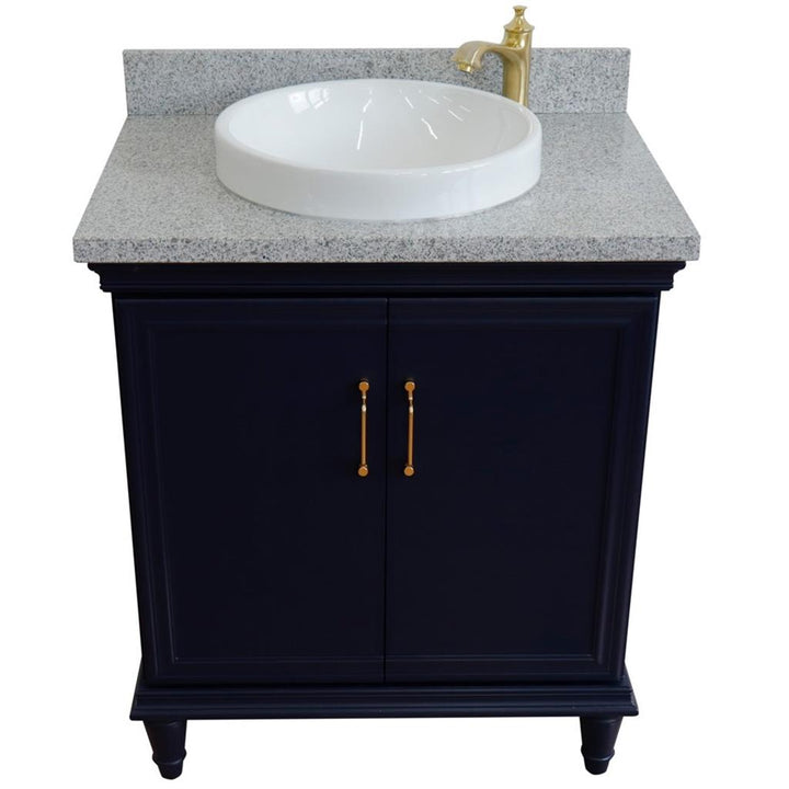 Bellaterra Forli 31" Single Vanity, Blue, Gray Granite Top/Round Sink