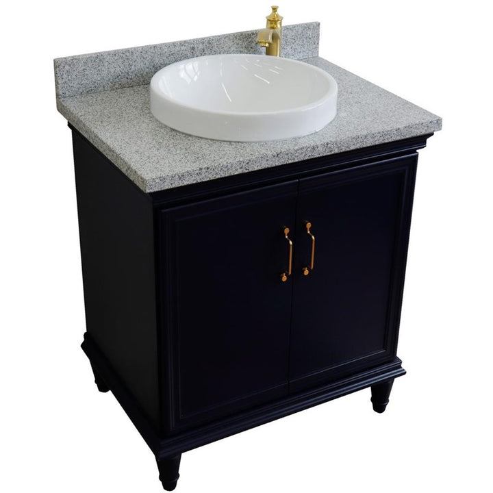 Bellaterra Forli 31" Single Vanity, Blue, Gray Granite Top/Round Sink