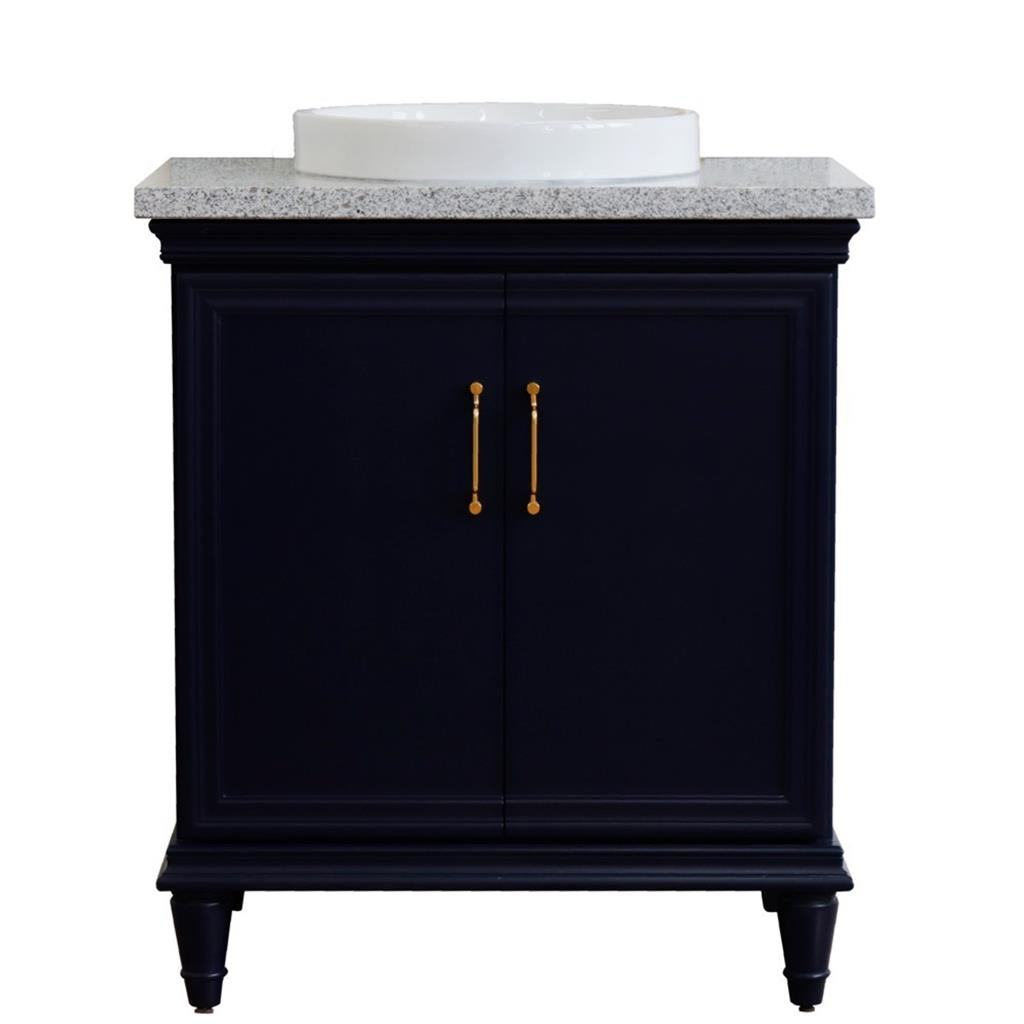 Bellaterra Forli 31" Single Vanity, Blue, Gray Granite Top/Round Sink