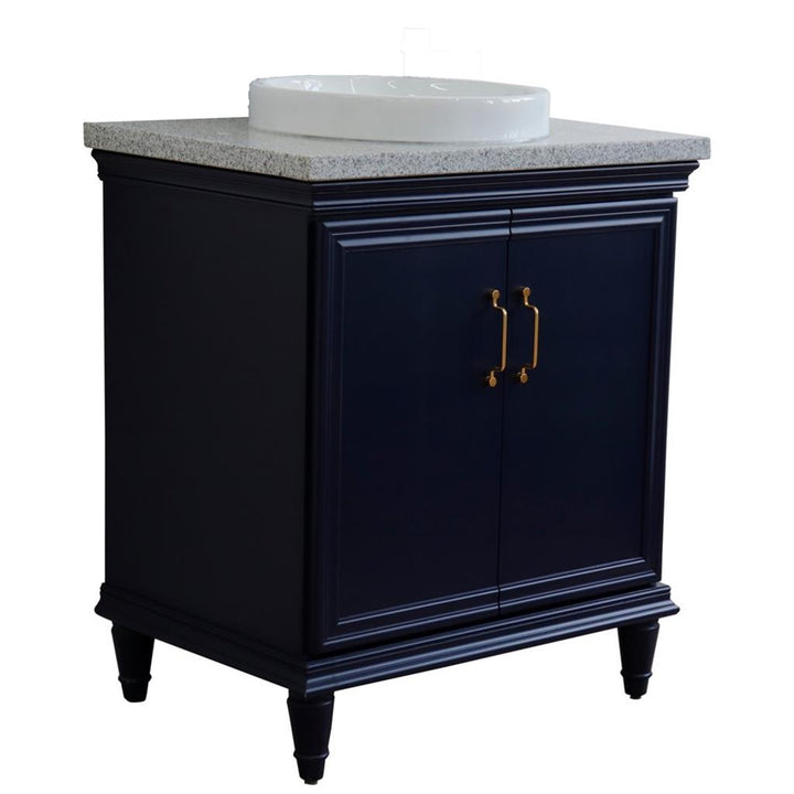 Bellaterra Forli 31" Single Vanity, Blue, Gray Granite Top/Round Sink