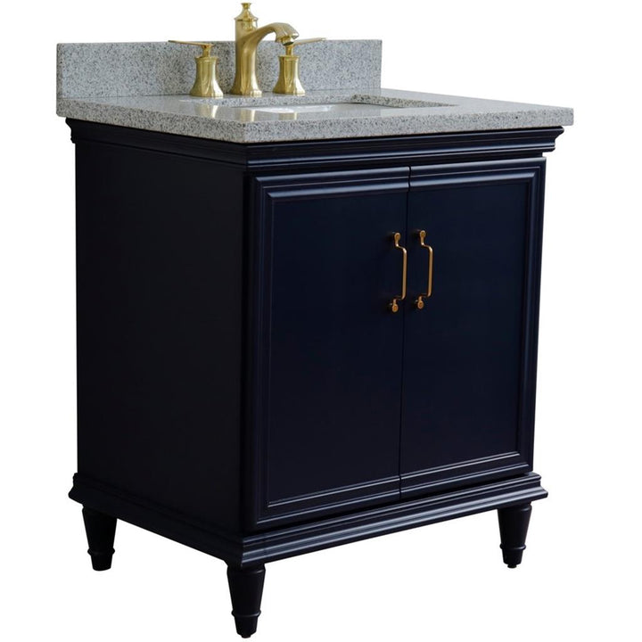 Bellaterra Forli 31" Single Vanity, Blue, Gray Granite Top/Rectangle Sink