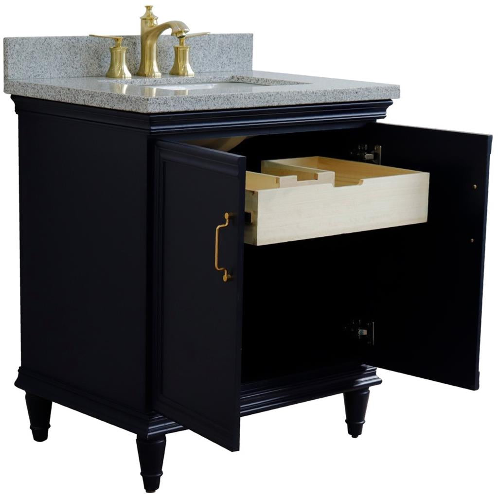 Bellaterra Forli 31" Single Vanity, Blue, Gray Granite Top/Rectangle Sink