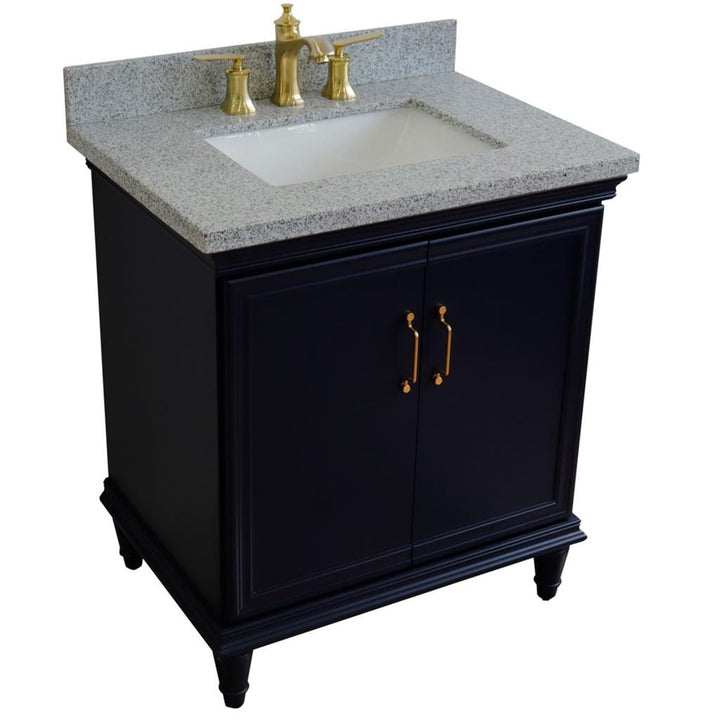 Bellaterra Forli 31" Single Vanity, Blue, Gray Granite Top/Rectangle Sink