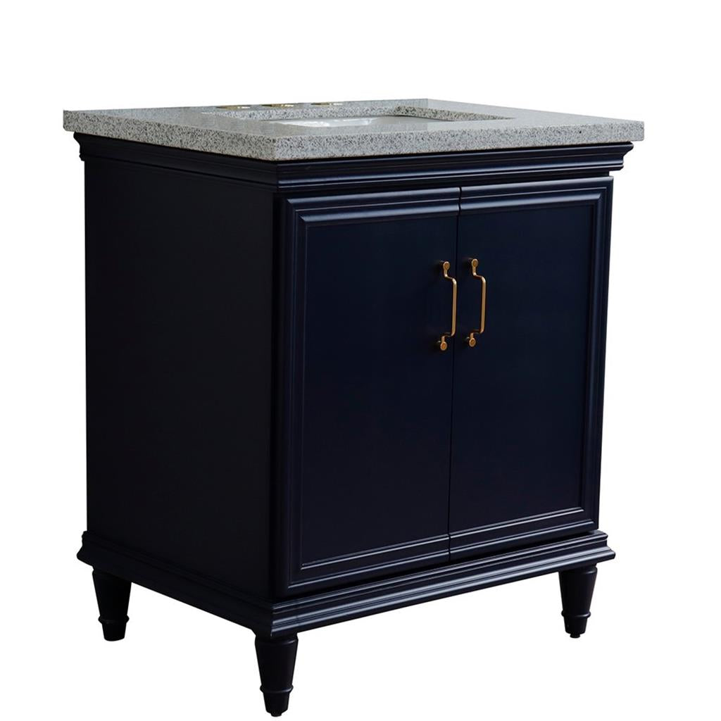 Bellaterra Forli 31" Single Vanity, Blue, Gray Granite Top/Rectangle Sink