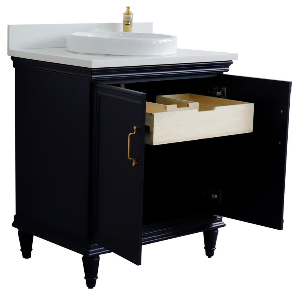 Bellaterra Forli 31" Single Vanity, Blue, White Quartz Top/Round Sink