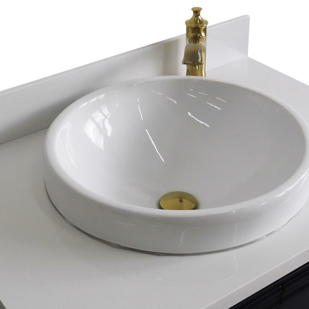 Bellaterra Forli 31" Single Vanity, Blue, White Quartz Top/Round Sink