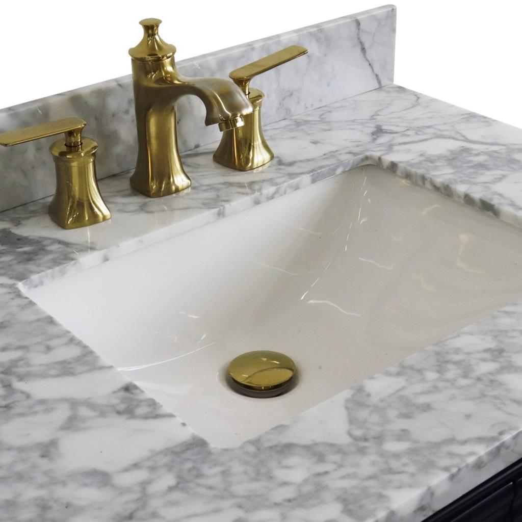 Bellaterra Forli 31" Single Vanity, Blue, White Carrara Marble Top/Rectangle Sink