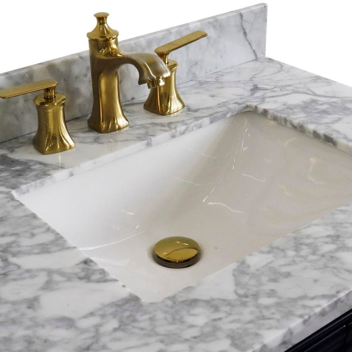 Bellaterra Forli 31" Single Vanity, Blue, White Carrara Marble Top/Rectangle Sink