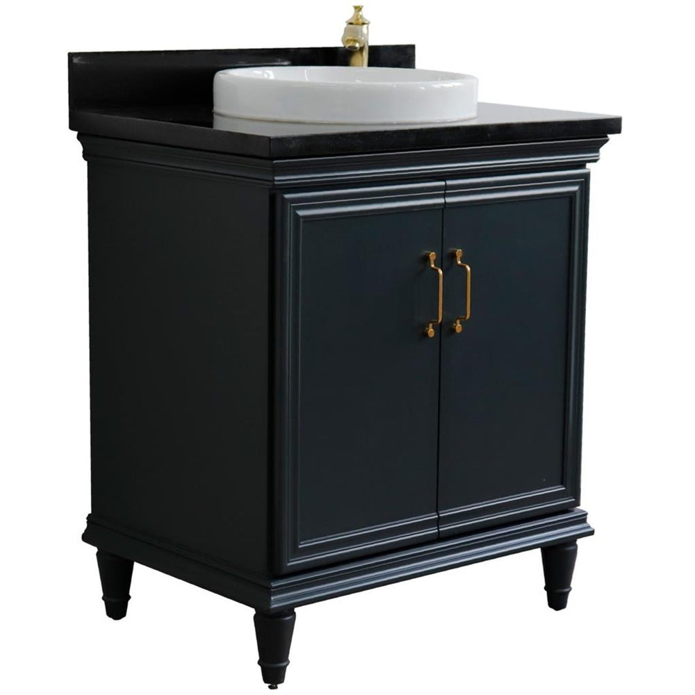 Bellaterra Home Forli 30" Dark Gray Vanity, Round Sink Black Galaxy Granite#top-options_black-galaxy-granite