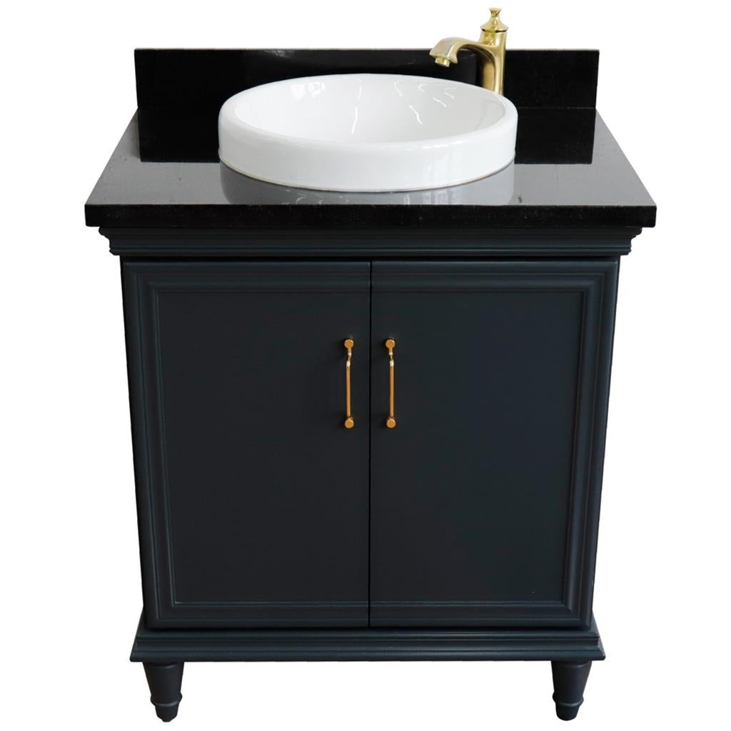 Bellaterra Forli 31" Single Vanity, Dark Gray, Black Galaxy Granite Top/Round Sink