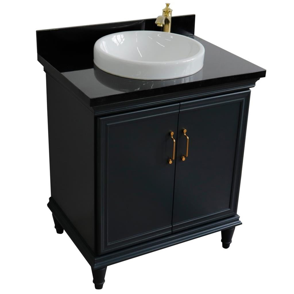 Bellaterra Forli 31" Single Vanity, Dark Gray, Black Galaxy Granite Top/Round Sink