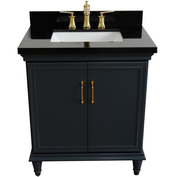 Bellaterra Forli 31" Single Vanity, Dark Gray, Black Galaxy Granite Top/Rectangle Sink