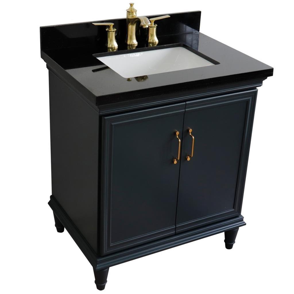 Bellaterra Forli 31" Single Vanity, Dark Gray, Black Galaxy Granite Top/Rectangle Sink