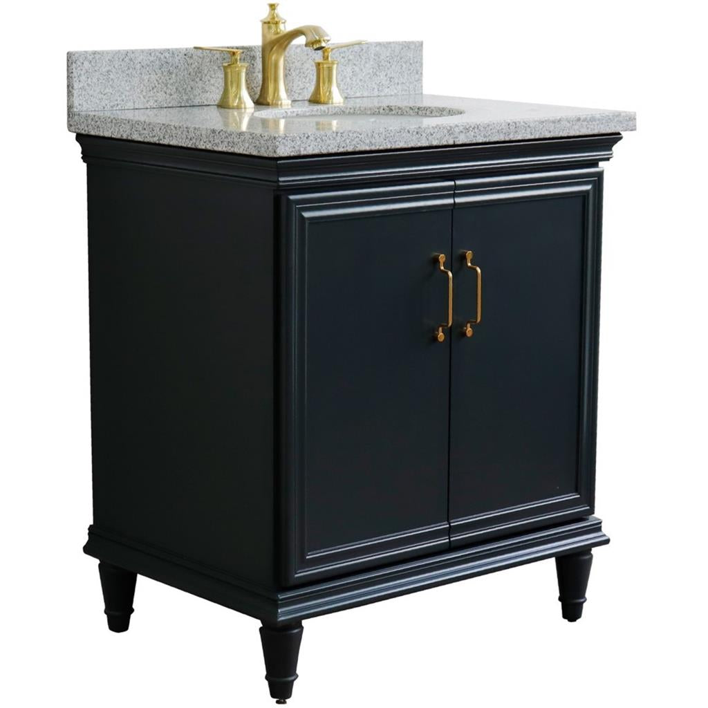 Bellaterra Forli 31" Single Vanity, Dark Gray, Gray Granite Top/Oval Sink