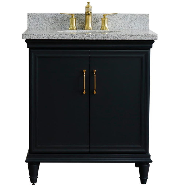 Bellaterra Forli 31" Single Vanity, Dark Gray, Gray Granite Top/Oval Sink