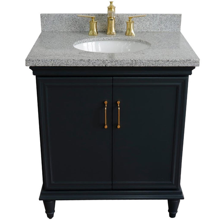 Bellaterra Forli 31" Single Vanity, Dark Gray, Gray Granite Top/Oval Sink