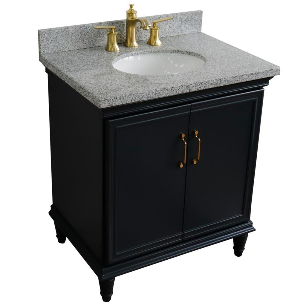 Bellaterra Forli 31" Single Vanity, Dark Gray, Gray Granite Top/Oval Sink