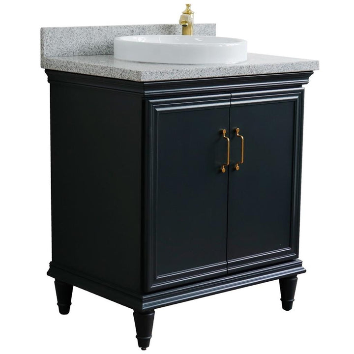 Bellaterra Forli 31" Single Vanity, Dark Gray, Gray Granite Top/Round Sink