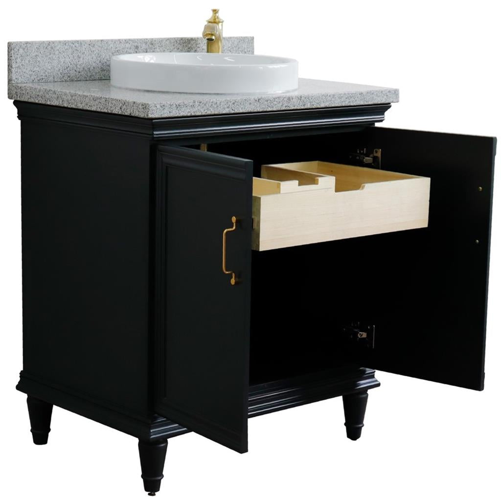 Bellaterra Forli 31" Single Vanity, Dark Gray, Gray Granite Top/Round Sink