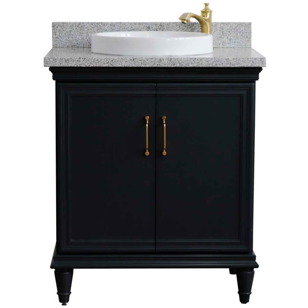 Bellaterra Forli 31" Single Vanity, Dark Gray, Gray Granite Top/Round Sink