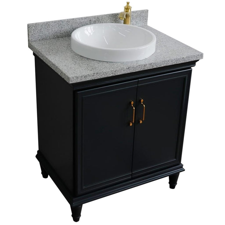 Bellaterra Forli 31" Single Vanity, Dark Gray, Gray Granite Top/Round Sink