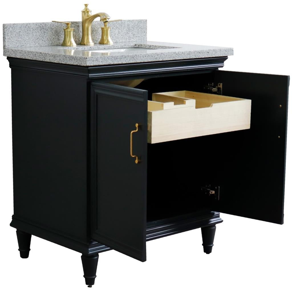 Bellaterra Forli 31" Single Vanity, Dark Gray, Gray Granite Top/Rectangle Sink