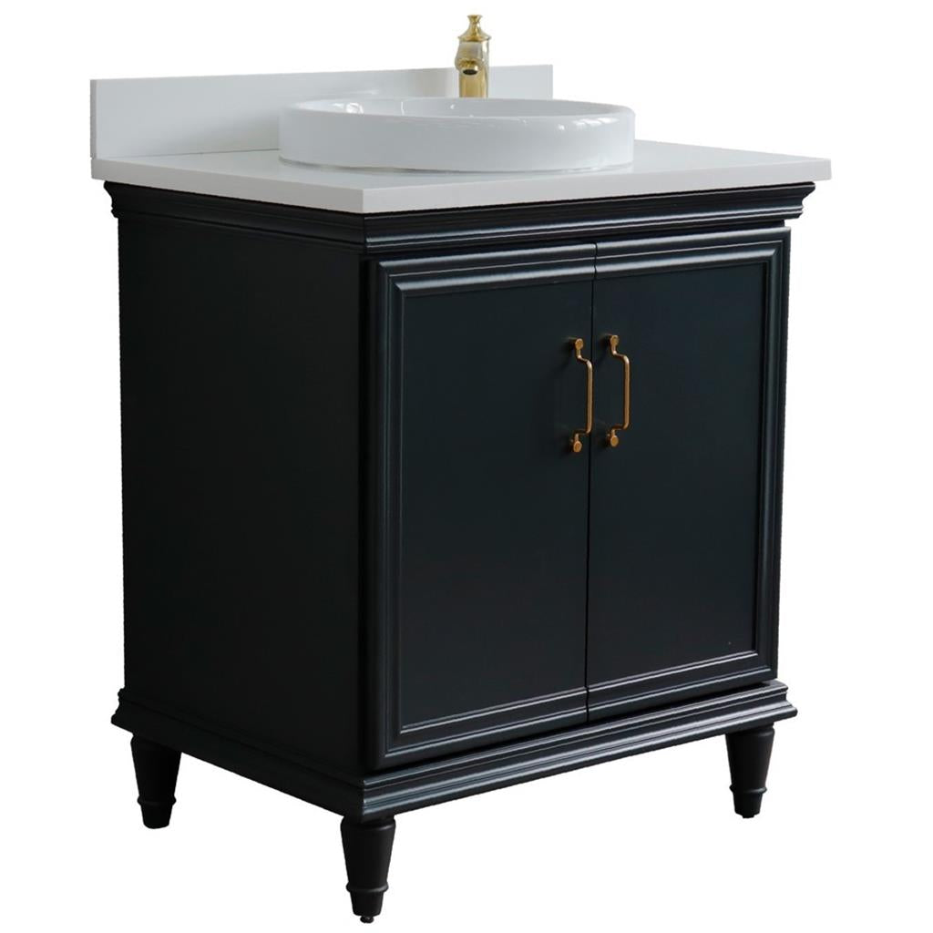 Bellaterra Forli 31" Single Vanity, Dark Gray, White Quartz Top/Round Sink