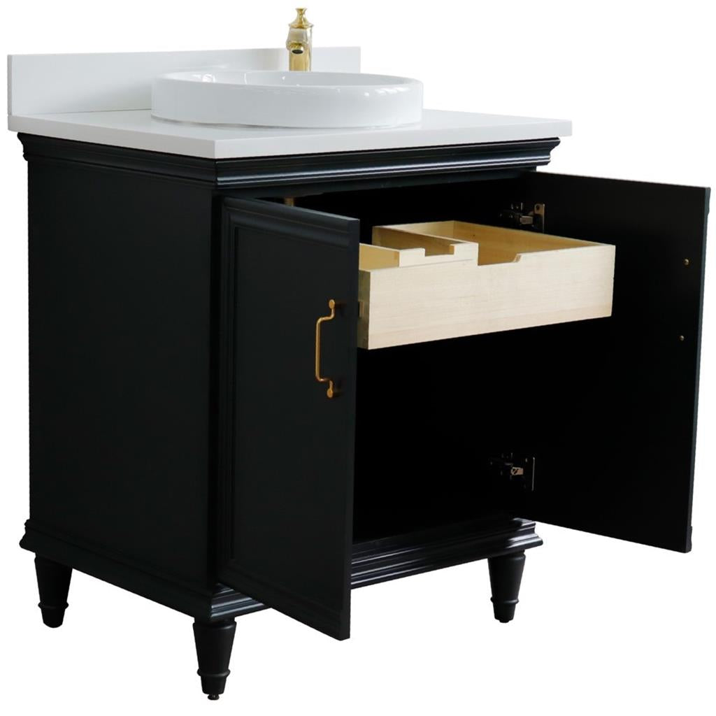 Bellaterra Forli 31" Single Vanity, Dark Gray, White Quartz Top/Round Sink