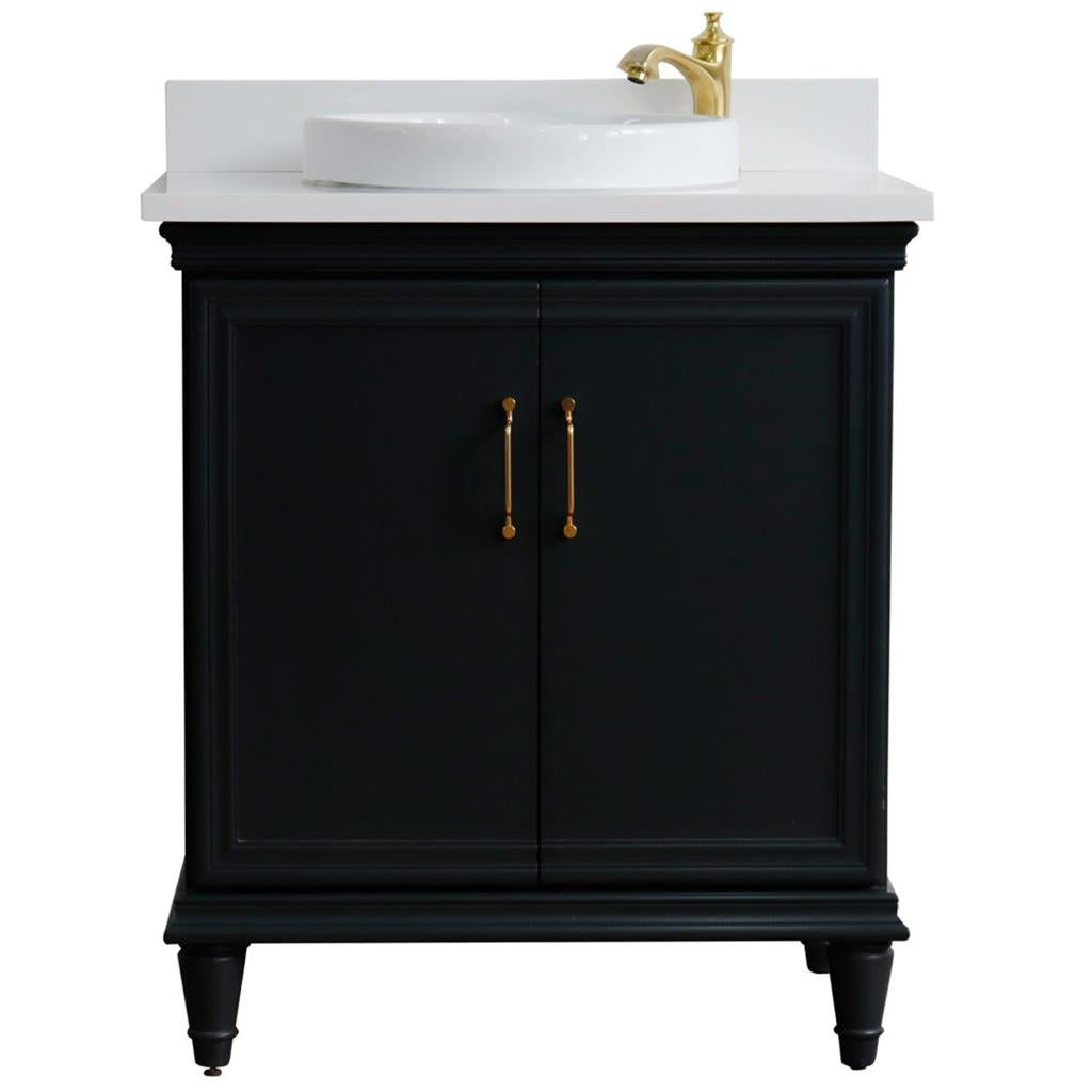 Bellaterra Forli 31" Single Vanity, Dark Gray, White Quartz Top/Round Sink