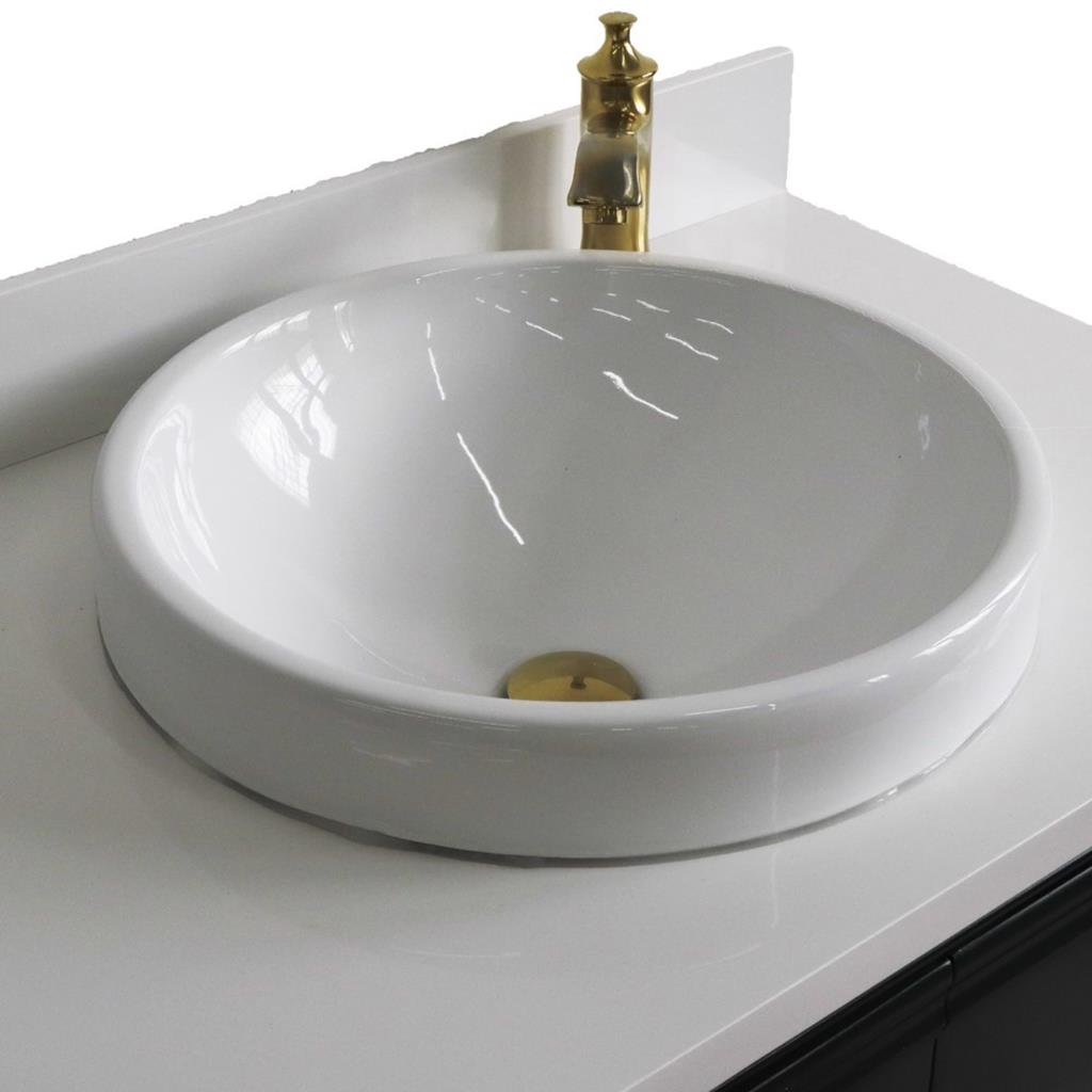 Bellaterra Forli 31" Single Vanity, Dark Gray, White Quartz Top/Round Sink