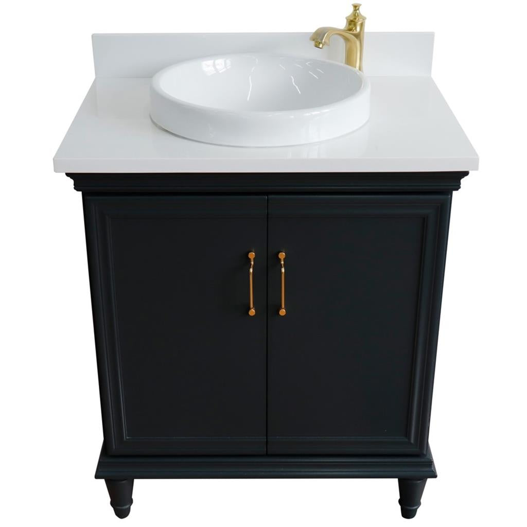 Bellaterra Forli 31" Single Vanity, Dark Gray, White Quartz Top/Round Sink