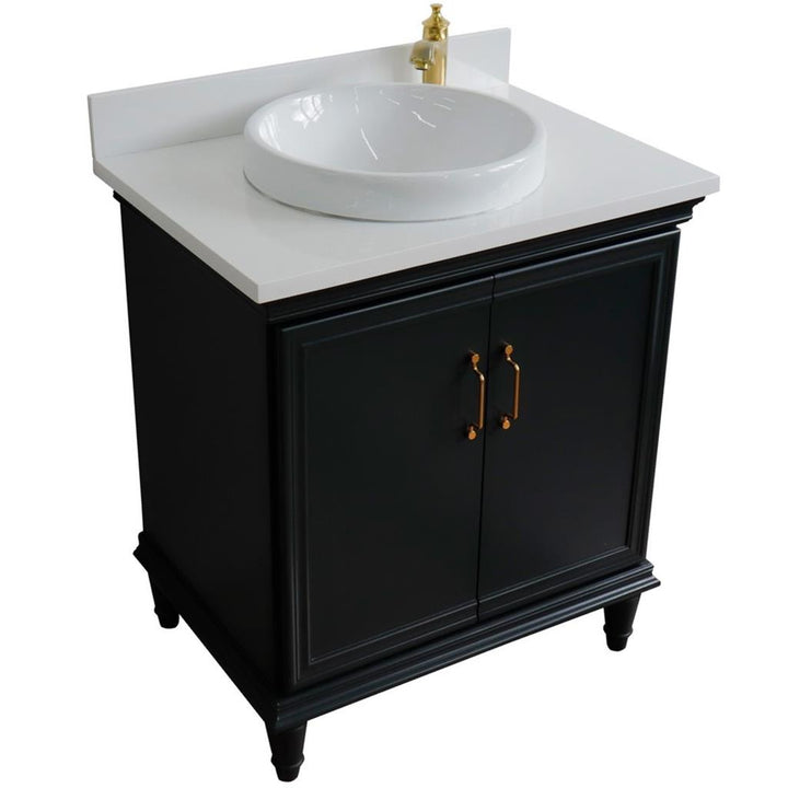 Bellaterra Forli 31" Single Vanity, Dark Gray, White Quartz Top/Round Sink