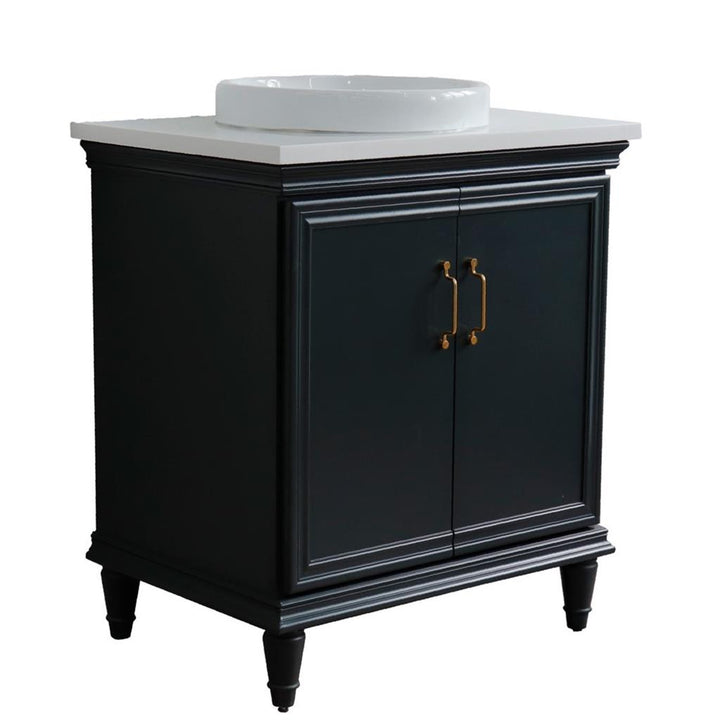 Bellaterra Forli 31" Single Vanity, Dark Gray, White Quartz Top/Round Sink