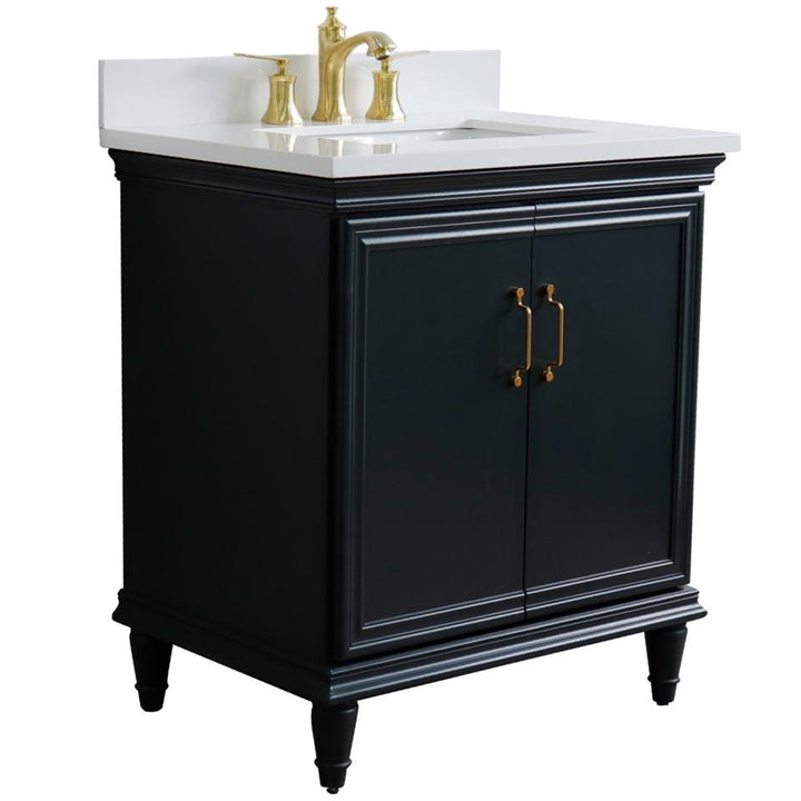 Bellaterra Forli 31" Single Vanity, Dark Gray, White Quartz Top/Rectangle Sink