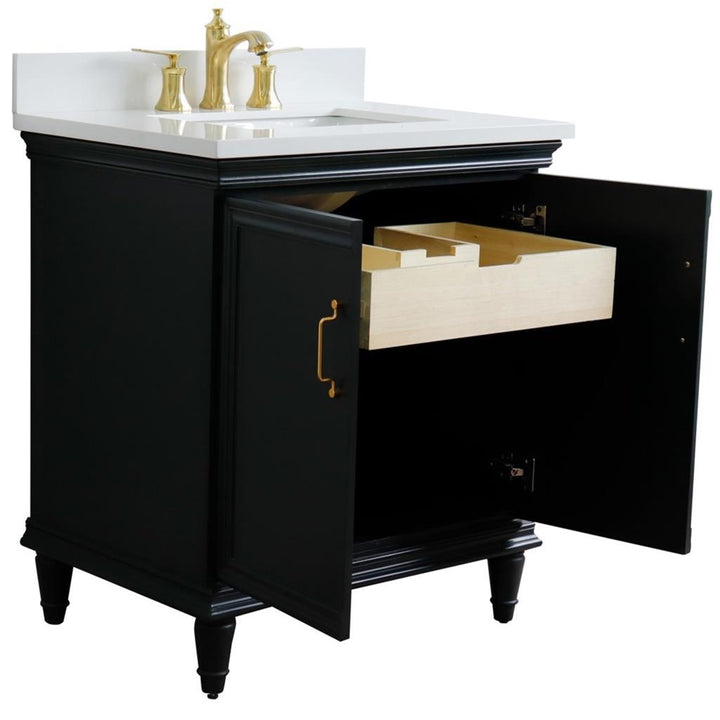 Bellaterra Forli 31" Single Vanity, Dark Gray, White Quartz Top/Rectangle Sink