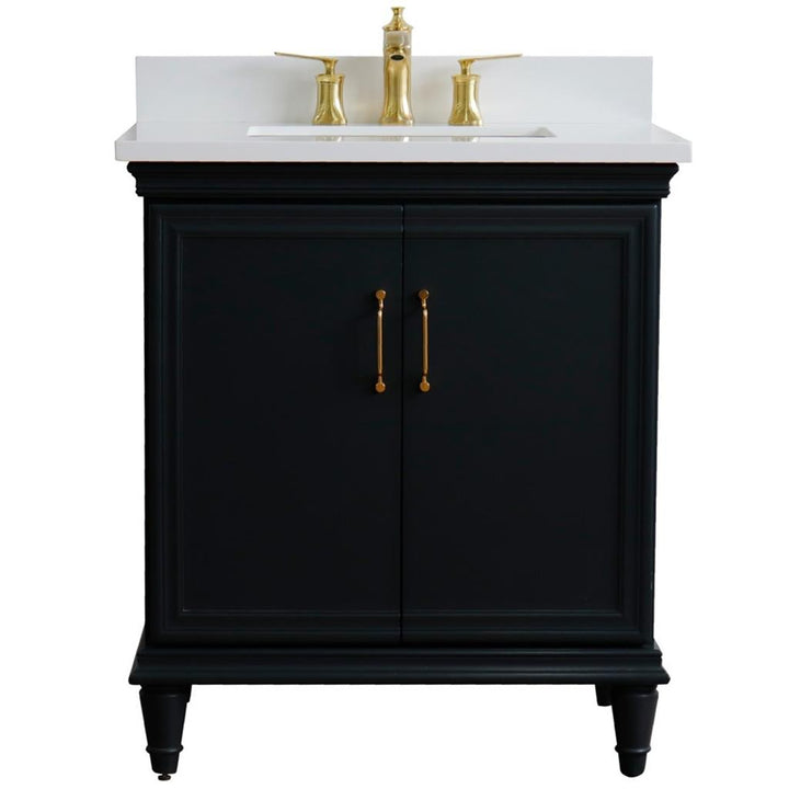 Bellaterra Forli 31" Single Vanity, Dark Gray, White Quartz Top/Rectangle Sink