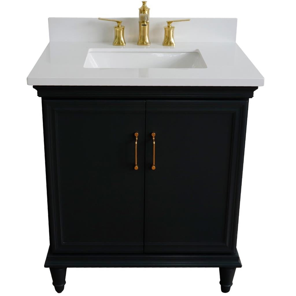 Bellaterra Forli 31" Single Vanity, Dark Gray, White Quartz Top/Rectangle Sink