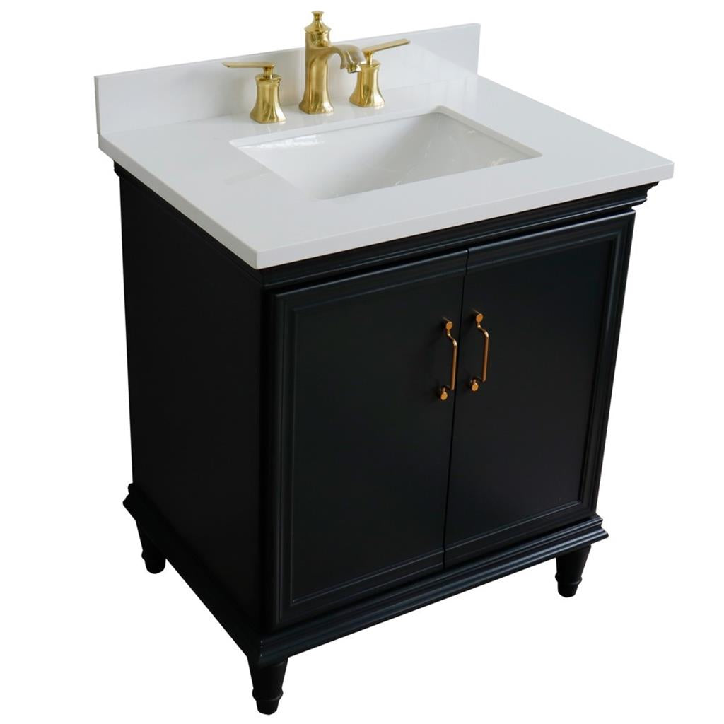 Bellaterra Forli 31" Single Vanity, Dark Gray, White Quartz Top/Rectangle Sink