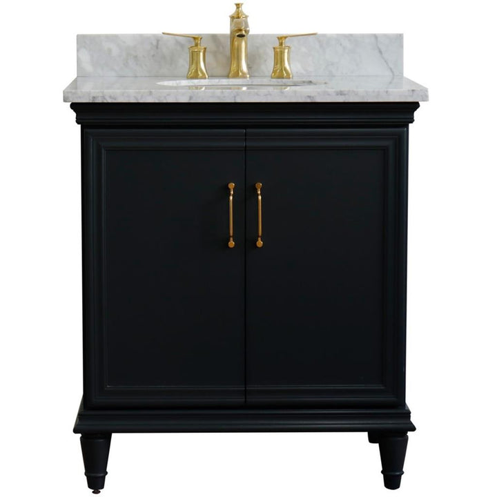 Bellaterra Forli 31" Single Vanity, Dark Gray, White Carrara Marble Top/Oval Sink