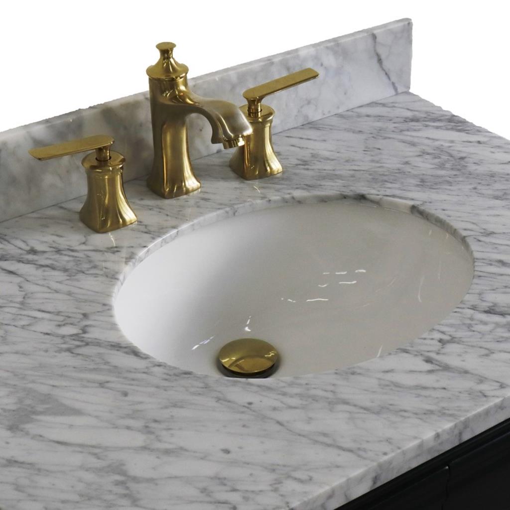 Bellaterra Forli 31" Single Vanity, Dark Gray, White Carrara Marble Top/Oval Sink