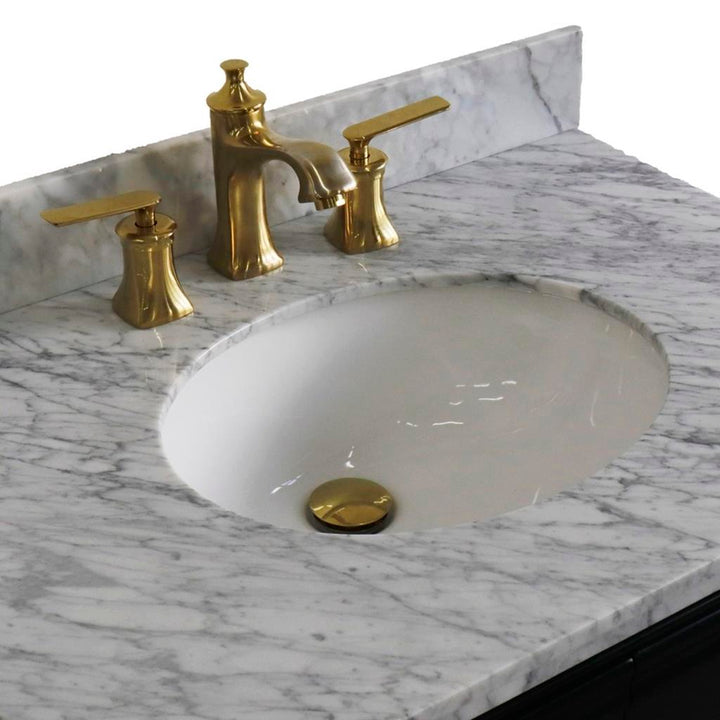 Bellaterra Forli 31" Single Vanity, Dark Gray, White Carrara Marble Top/Oval Sink