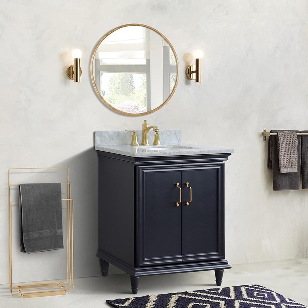 Bellaterra Forli 31" Single Vanity, Dark Gray, White Carrara Marble Top/Rectangle Sink